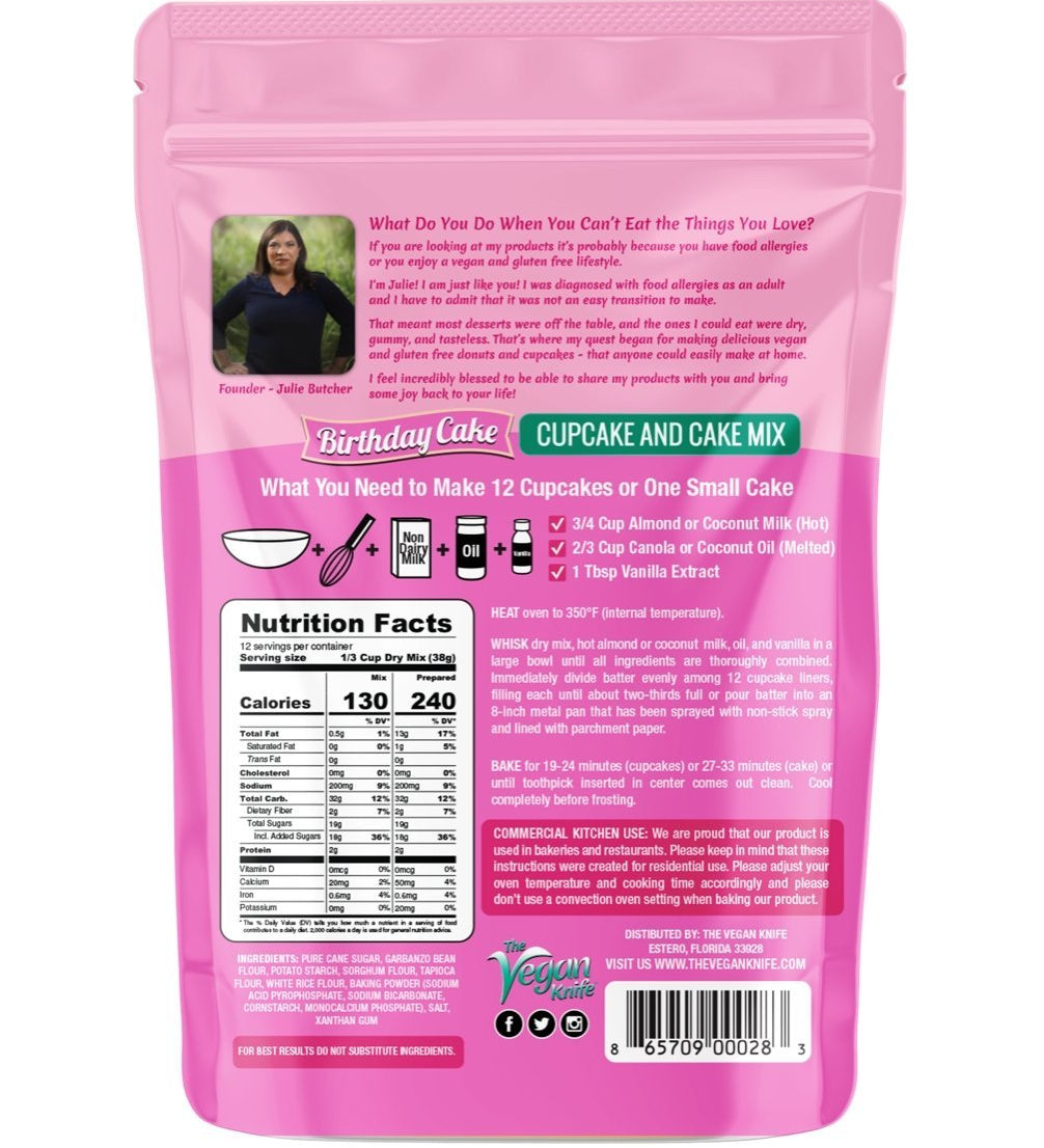 The Vegan Knife Gluten Free & Vegan Birthday Cake Mix - 4 pk. - The Vegan Knife