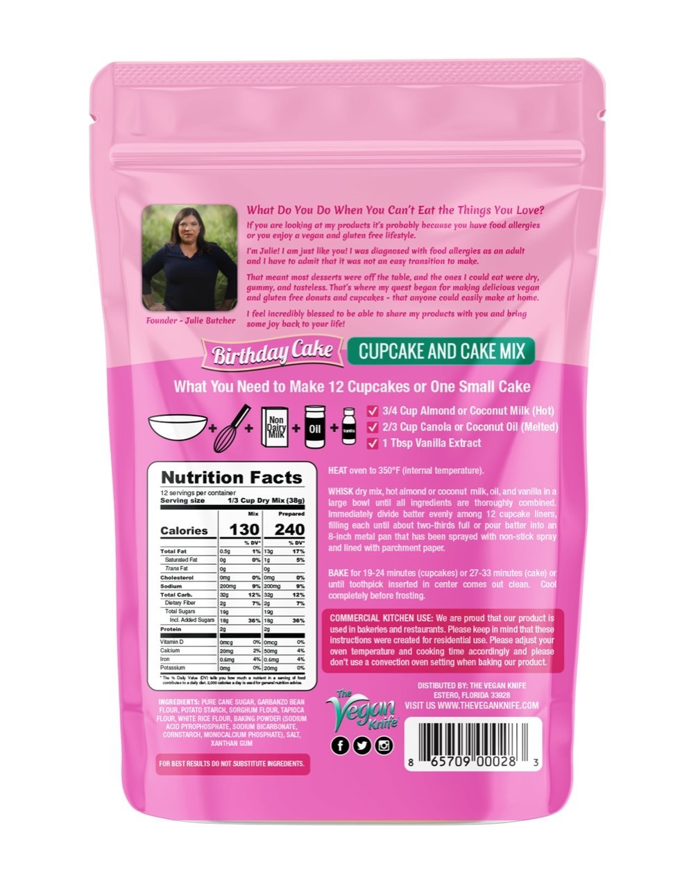 The Vegan Knife Gluten Free & Vegan Birthday Cake Mix - 4 pk. - The Vegan Knife