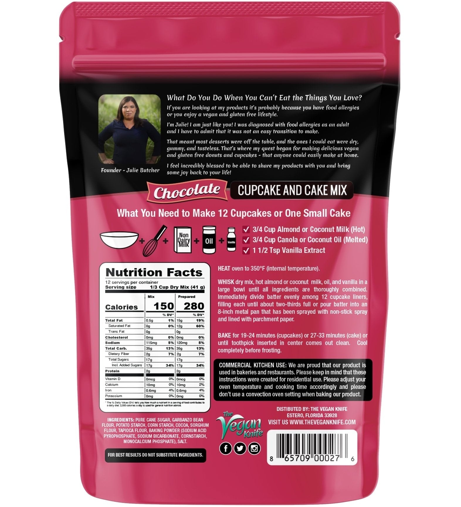 The Vegan Knife Gluten Free & Vegan Chocolate Cake Mix - Case of 12 - The Vegan Knife