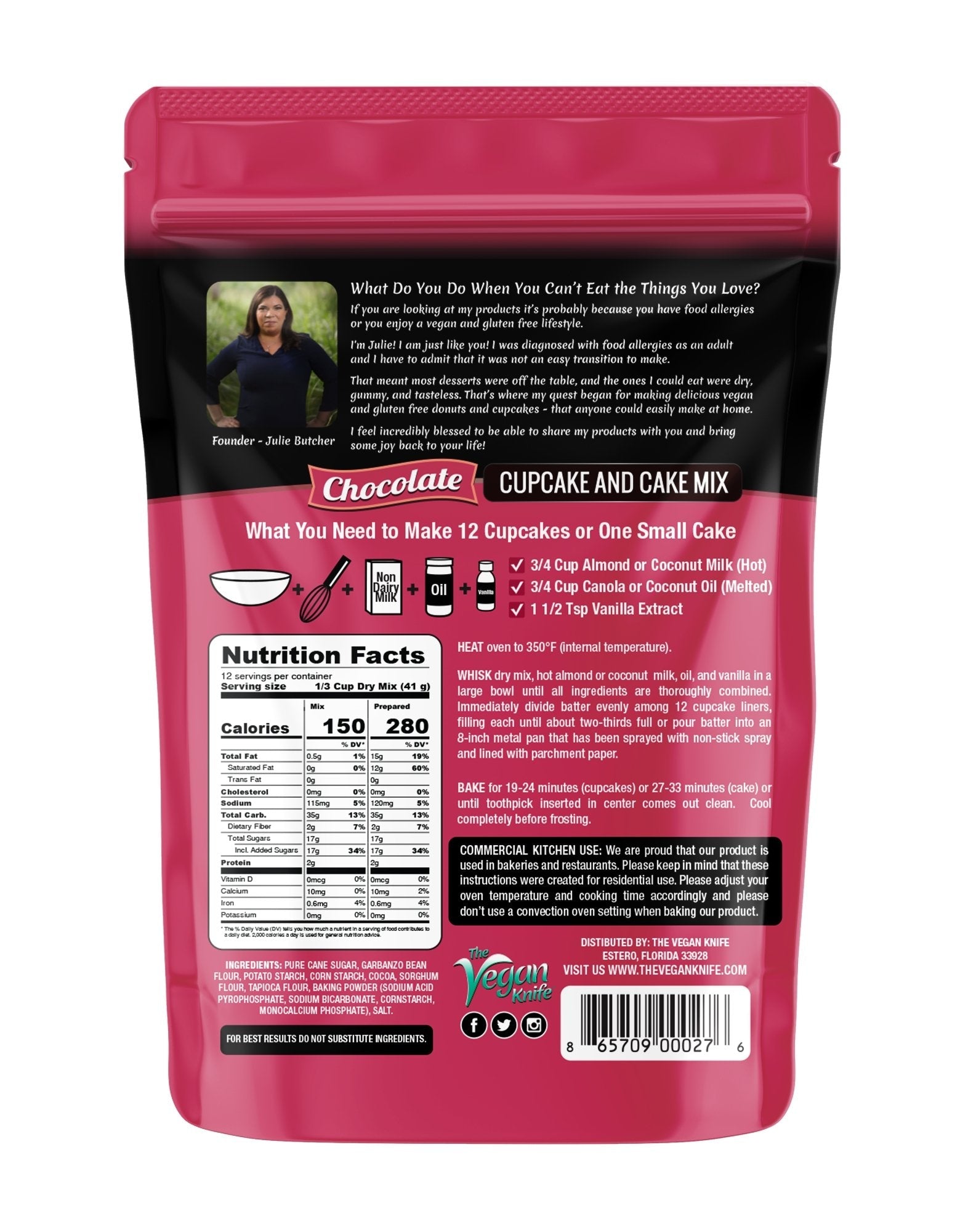 The Vegan Knife Gluten Free & Vegan Chocolate Cake Mix - Case of 12 - The Vegan Knife